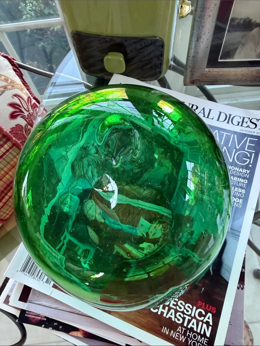 Handblown Glass Decorative Vase - Teal Green